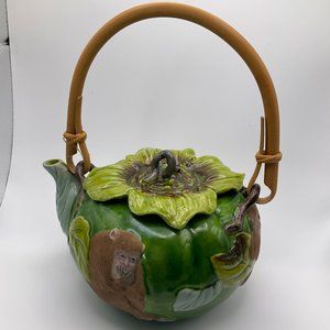 Japanese Ceramics: Painted Porcelain Teapot of the Three Wise Monkeys